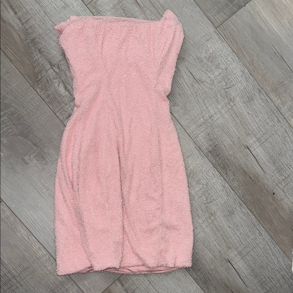 Oh Polly Basel Dress Elegant Pink Strapless Dress